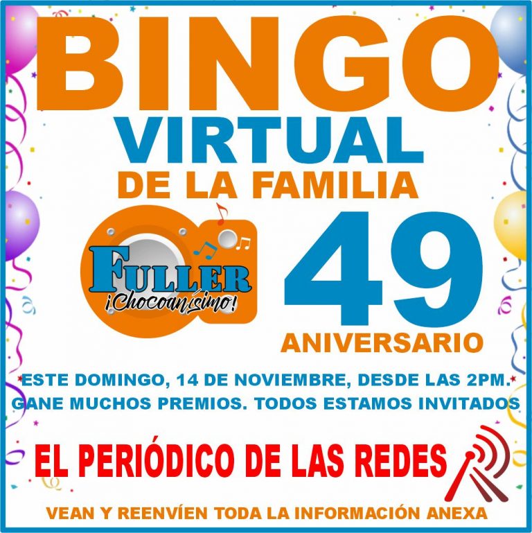 GRAN BINGO VIRTUAL DE LA FAMILIA FULLER. MUCHOS PREMIOS. TODOS ESTAMOS INVITADOS.