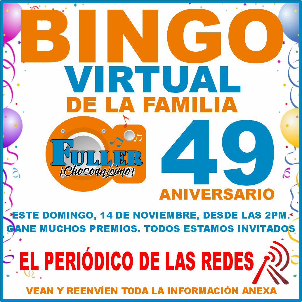 GRAN BINGO VIRTUAL DE LA FAMILIA FULLER. MUCHOS PREMIOS. TODOS ESTAMOS INVITADOS.