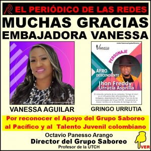 MUCHAS GRACIAS VANESSA, POR RECONOCER LOS GRANDES APORTES DEL GRUPO SABOREO A TALENTOS JUVENILES